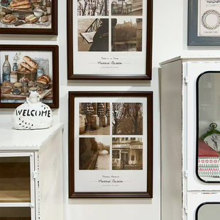 法式复古风巴黎图案拼接壁饰家居装饰画框组合套装客厅卧室挂画