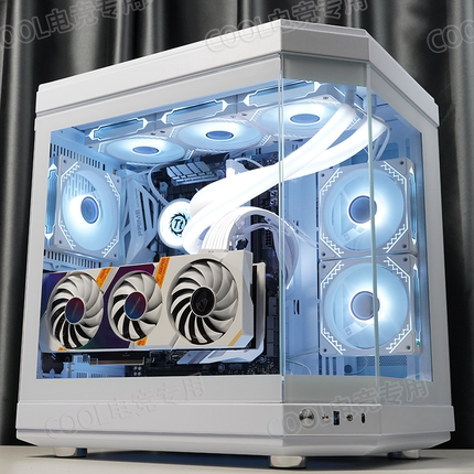 玩嘉海景房 第四代鱼缸机箱全景ATX电脑侧透台式机4090无立柱y60