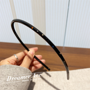 韩国进口树脂细边黑色带齿防滑发箍精致彩钻发卡舒适带钻高级头箍