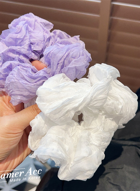 韩国东大门纱纱蕾丝大肠发绳紫色甜美发圈温柔风头绳头饰春夏头花