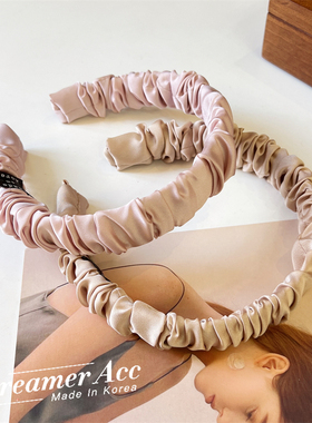 韩国新款小资风气质褶皱发箍紫色港风头箍网红明星款百搭发卡发窟