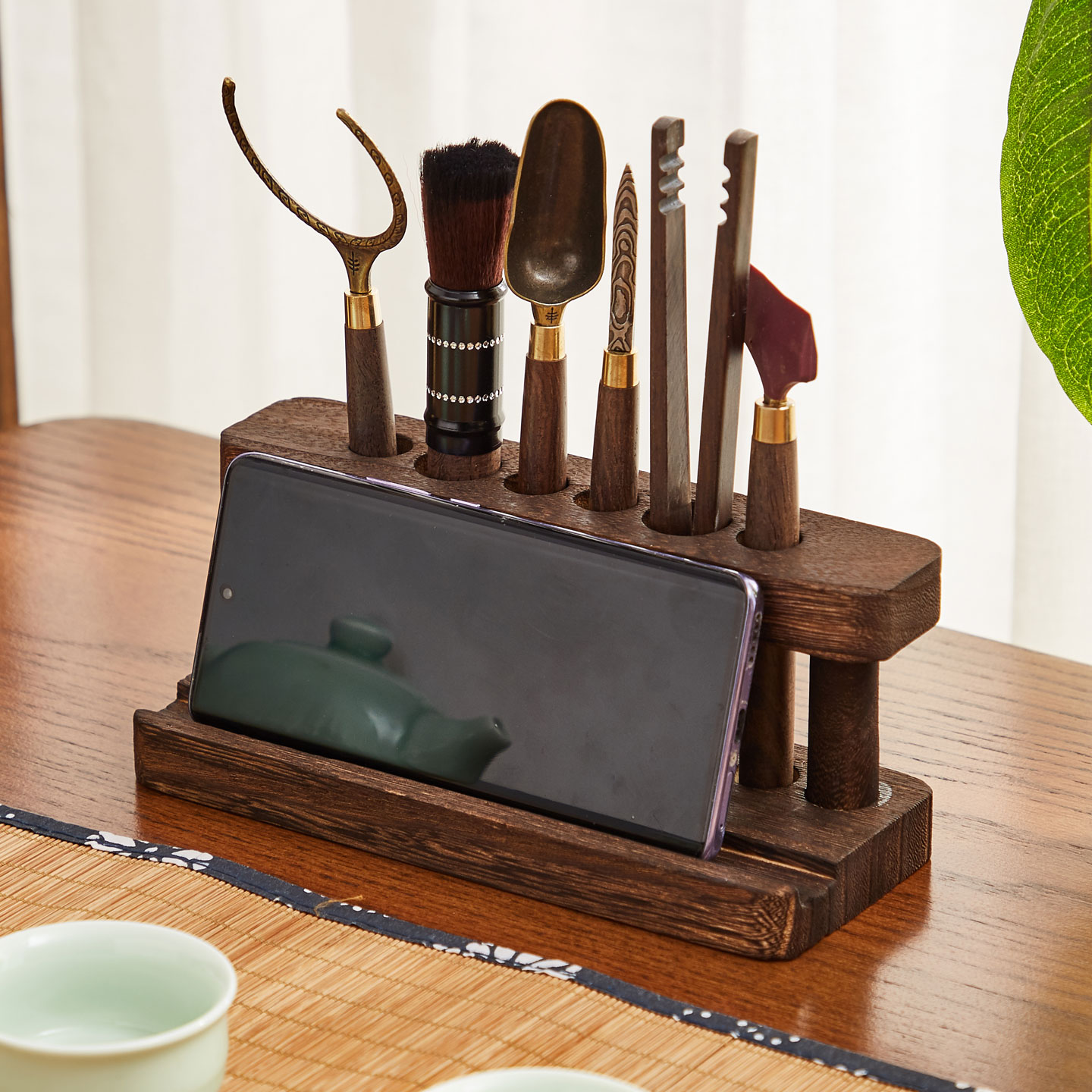 实木茶道六君子置物架茶具配件
