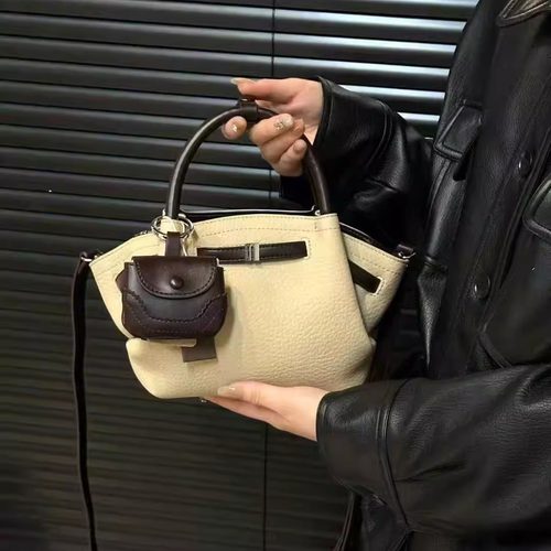 休闲荔枝纹撞色休闲菜篮子包2026新款时尚手提包百搭单肩斜挎包女