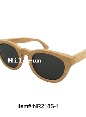 墨镜椭圆形灰色偏光竹子太阳镜