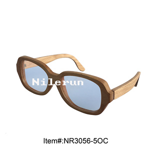 蝶形榉木框光学眼镜 造实木框平光眼镜 有切口可换镜片