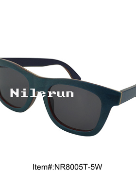 舒适耐用蓝色滑板木太阳眼镜偏光墨镜