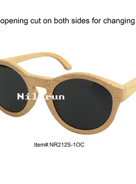 墨镜优雅风圆形竹制太阳眼镜