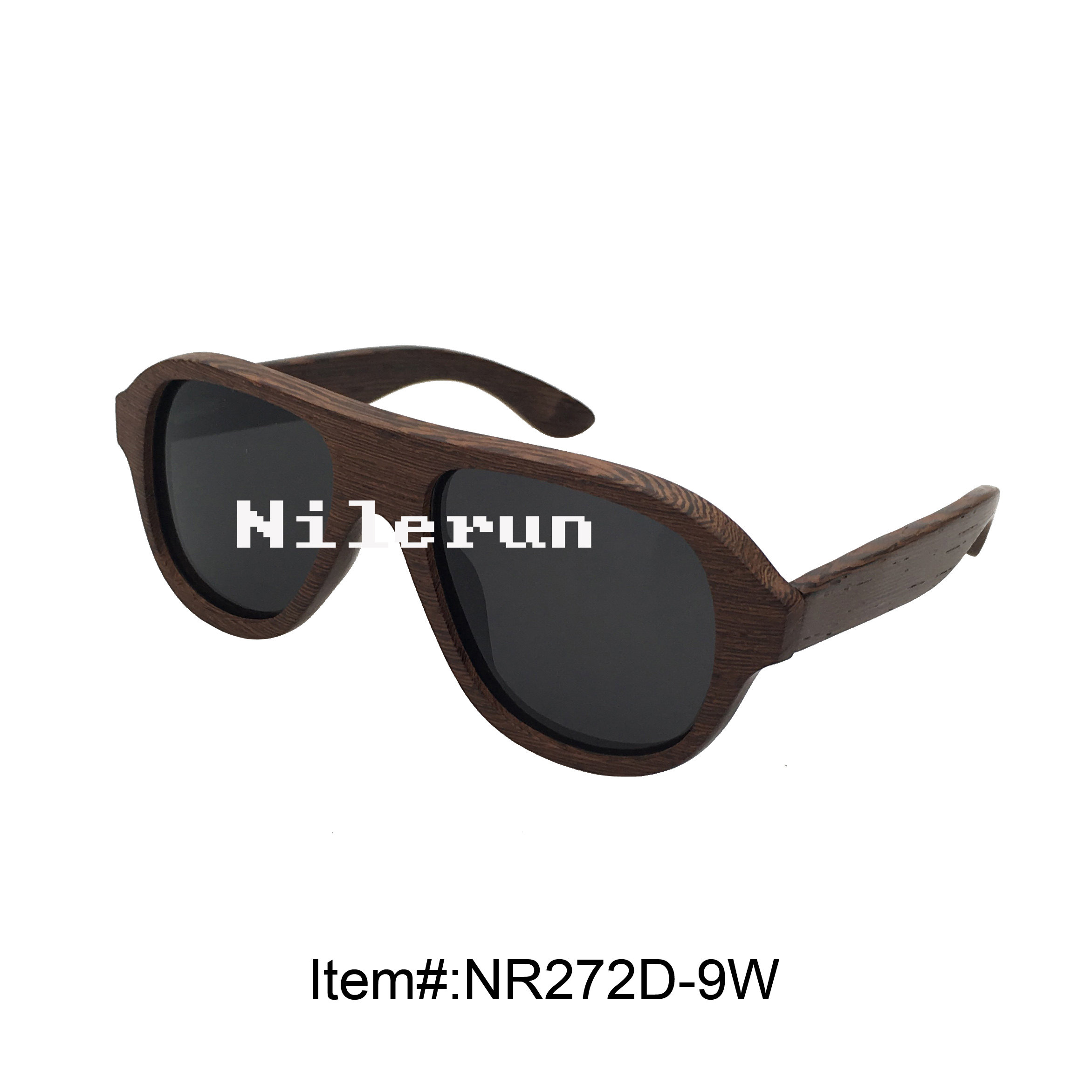 时尚达人椭圆飞行员式鸡翅木太阳镜蛤蟆镜 黑色偏光墨镜