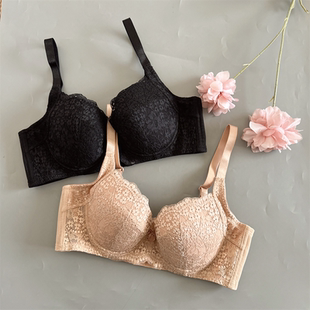 黛安芬正品 蕾丝薄杯侧收四排扣有钢圈支撑上托副乳文胸E002469