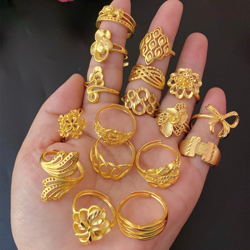 女黄金时尚保色戒指里外一色
