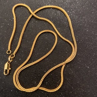 越南沙金款黄铜镀金锁骨链仿黄金色龙骨链麦穗项链素链不易掉色