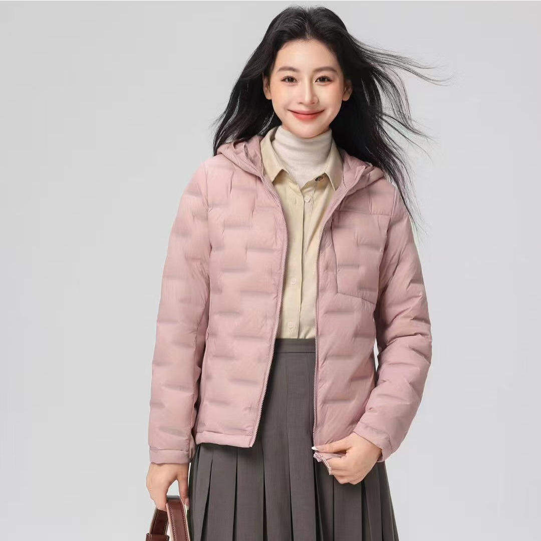 秋冬90白鸭绒轻薄羽绒服女短款时尚压胶连帽保暖外套潮常规