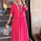 欧美热卖 女士纯色圆领宽松上衣连衣裙套装 时尚 2025夏季 套装