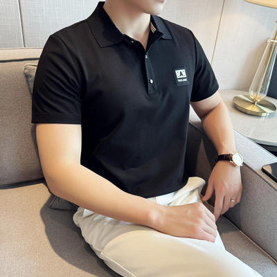直播供货男士衫商务休闲高品质修身短袖t恤夏季翻领tPolo衫纯色