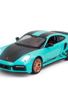 新款 建元合金车模1比24保时婕911TurboS儿童声光模型摆件玩具