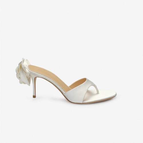 欧美缎面花朵细跟凉鞋 夹趾时尚高跟鞋flower sandal bridal shoe