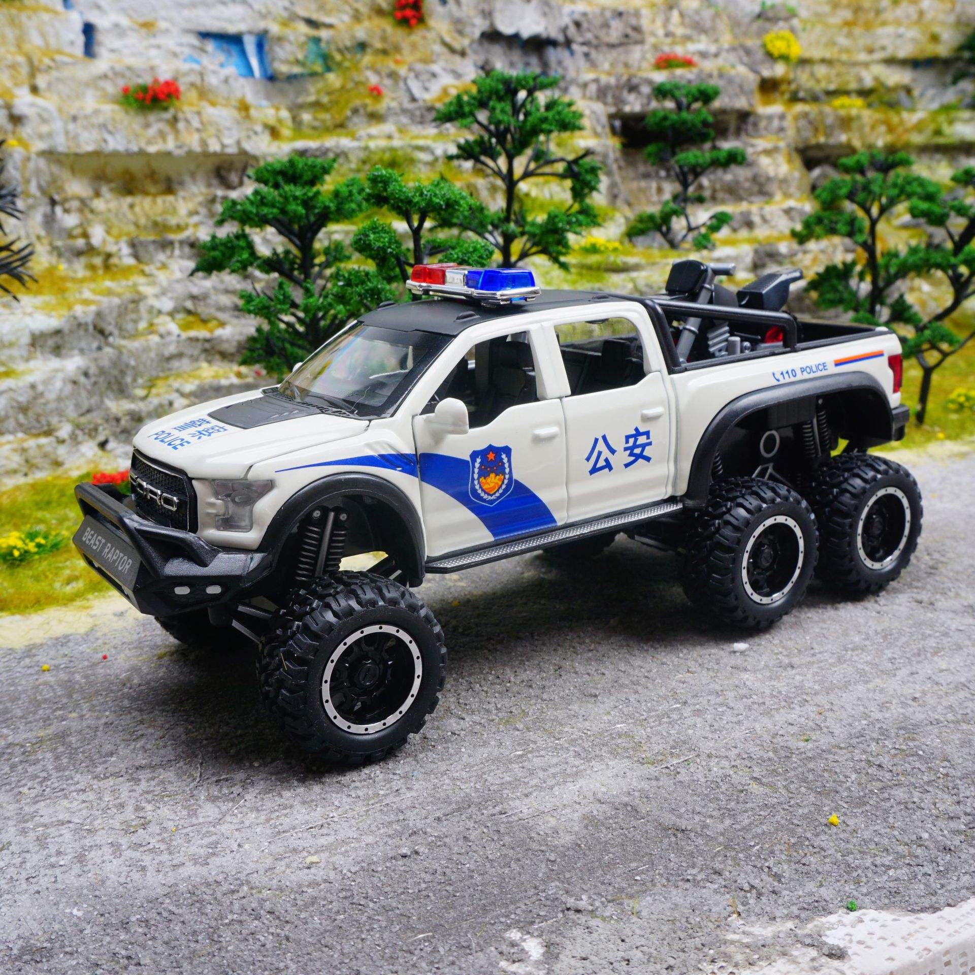 新款车致1:28辐特猛禽警车F150声光车儿童玩具仿真合金车模型摆件