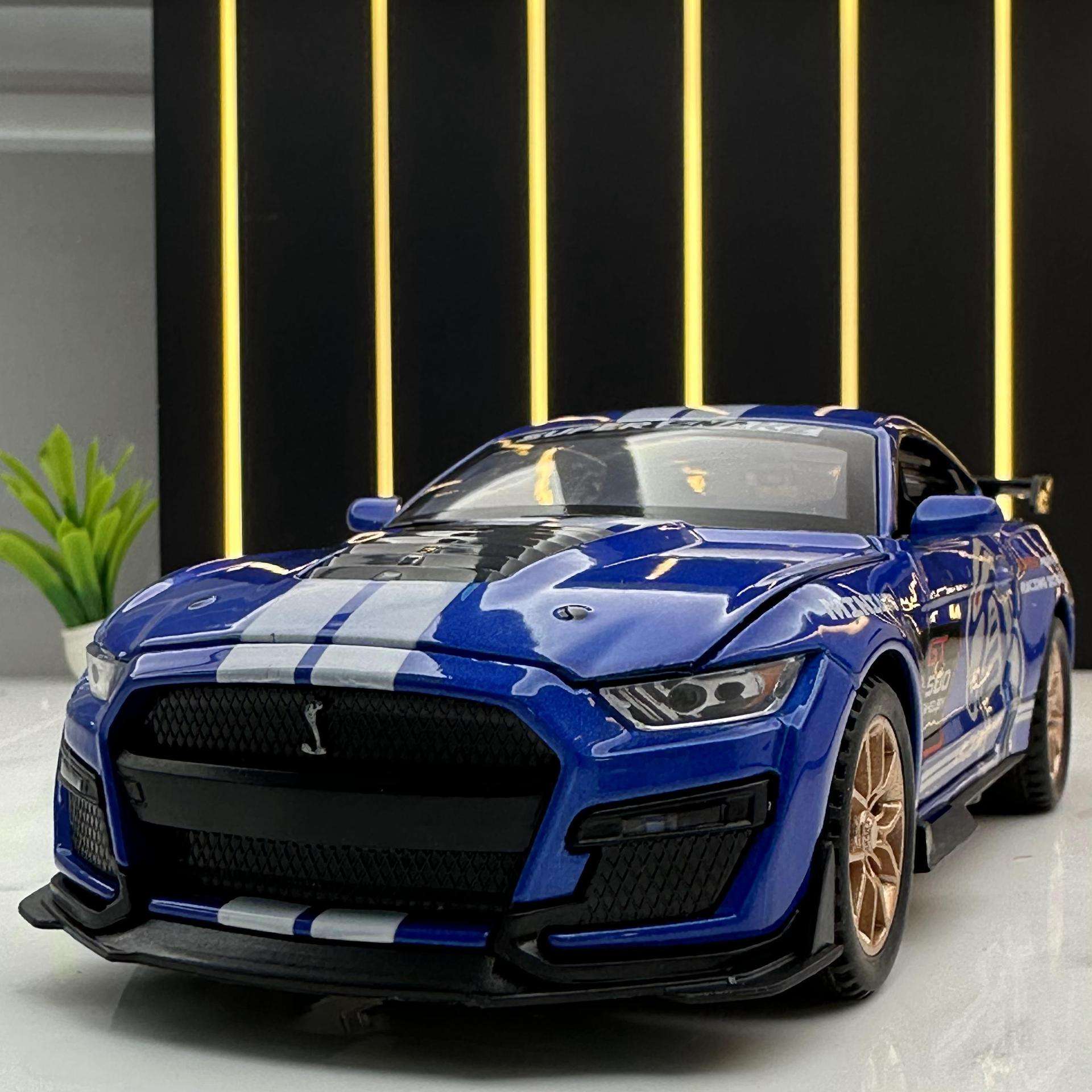 新款 建元合金车模1比32野马蝰蛇GT500跑车玩具车音效模型摆件