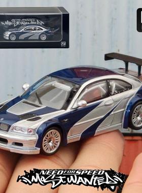 新款 DCM极品飞车1:64M3 E46 GTR赛车汽车微缩模型场景摆件男孩