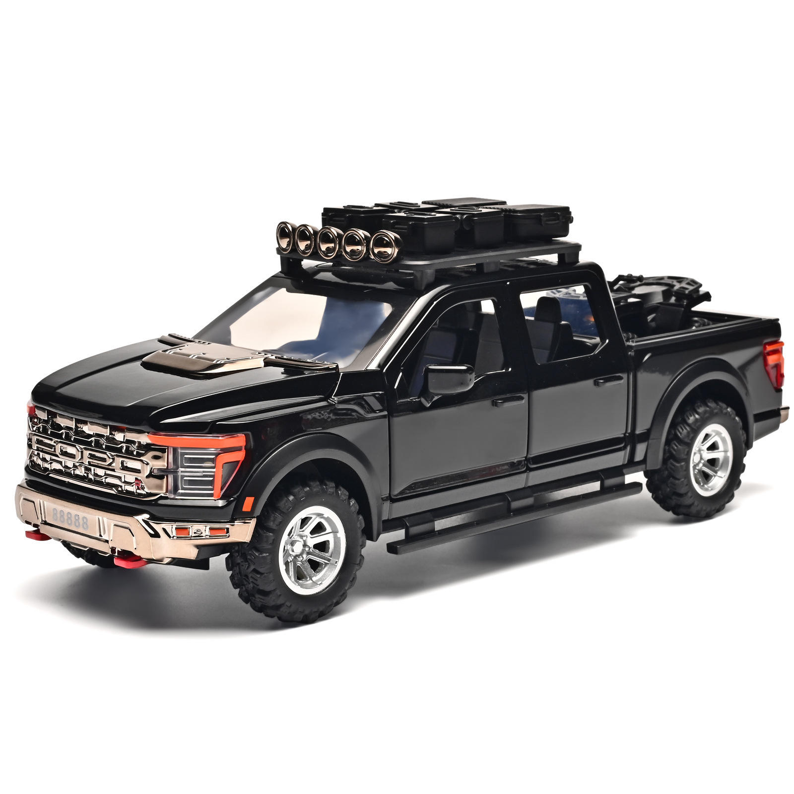 新款1:24福特皮卡F150合金车模型仿真越野车灯光男孩玩具家居摆件