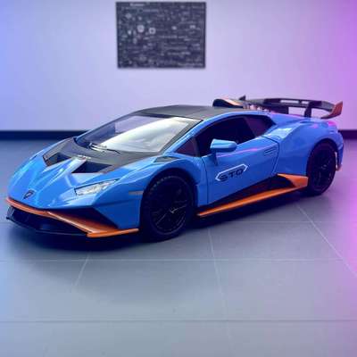 新款威丽合金车模1: 24兰博STO跑车金属声光玩具汽车音乐模型摆件