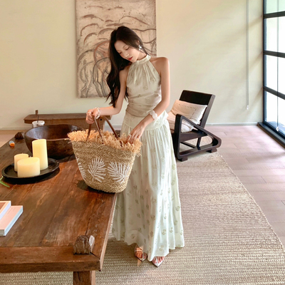 YOOMINI-印花背心+半身裙田园温柔风2026初春两件套装M60320-DLW