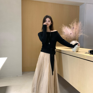 25早秋爆款 韓系甜美歐根紗波點裙半身裙