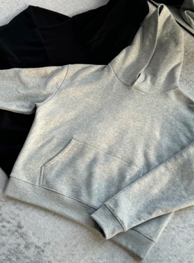 【KEBUSI】必入高品质一体绒连帽卫衣2.0短宽boxy纯色男#Y014