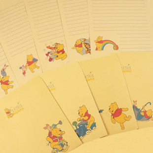 日系维尼bear牛皮信纸信封套装 可爱横线稿纸情书表白感谢简约信笺