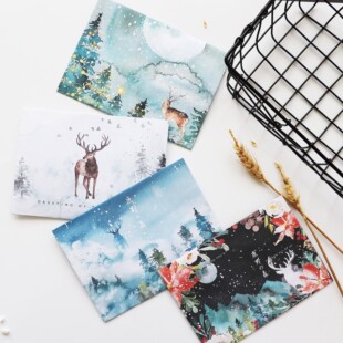 森系小鹿圣诞节信纸信封套装表白情侣写信笺清新文艺情人节稿纸
