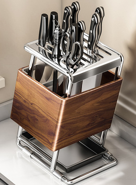 刀架置物架厨房台面多功能木纹刀架筷子收纳架2025新款菜刀放置座