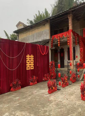婚礼舞台背景布装饰婚庆布置