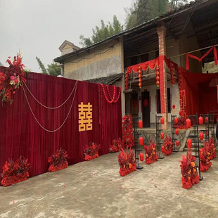 6米8米金丝绒背景布幔婚礼定做帷幔布天鹅绒婚庆酒红幕布结婚布艺