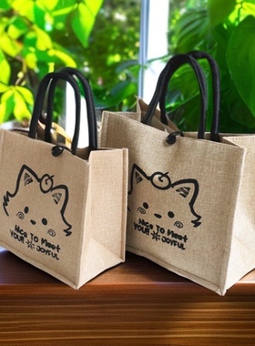 新款时尚百搭麻布手提购物袋大容量女包单肩斜挎包帆布通勤托特包