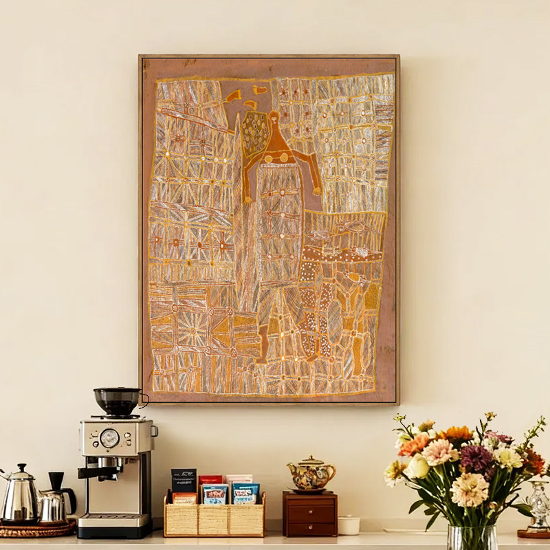 《树皮画》澳大利亚餐厅装饰画客厅卧室背景墙挂画玄关柜抽象油画