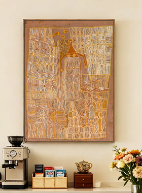 《树皮画》澳大利亚餐厅装饰画客厅卧室背景墙挂画玄关柜抽象油画
