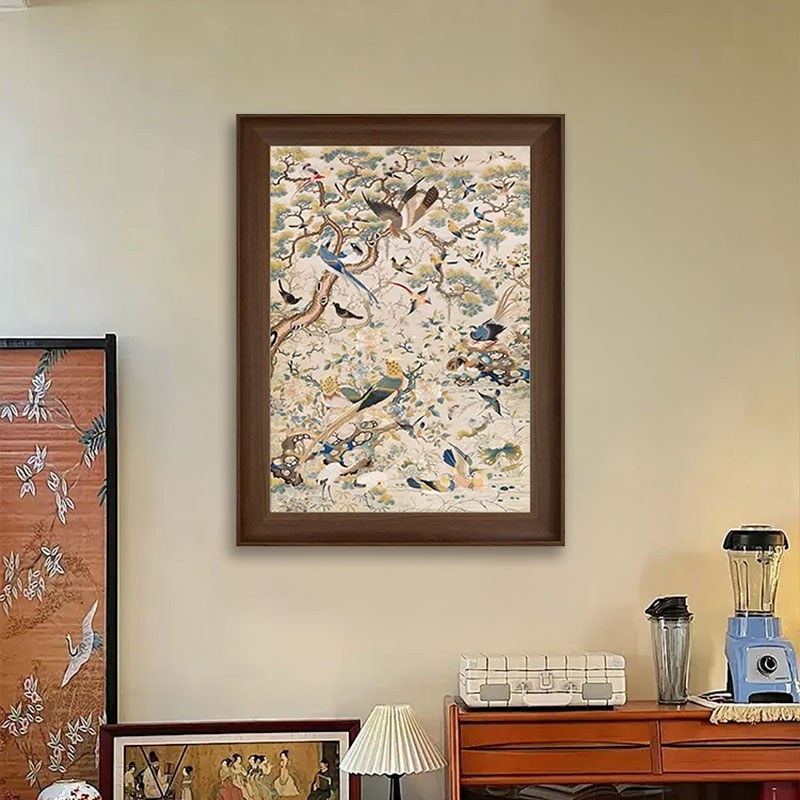 花鸟祥和新中式客厅卧室玄关书房装饰画芯民宿背景墙挂画心