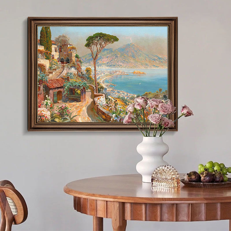 法式客厅装饰画仿油画小众艺术背景墙美式轻奢挂画浪漫风景高级感