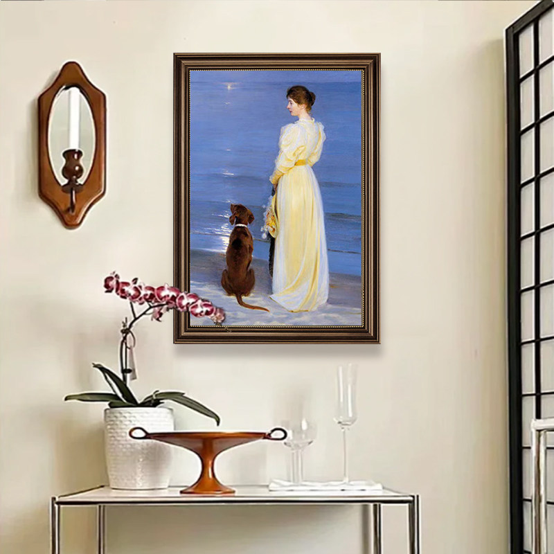 美式夏日晚风装饰画欧式风格高级感挂画卧室壁画油画玄关画