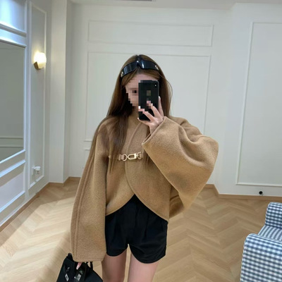 跨境高品质~韩系御姐小香风小众设计别致好看减龄毛呢短款外套女