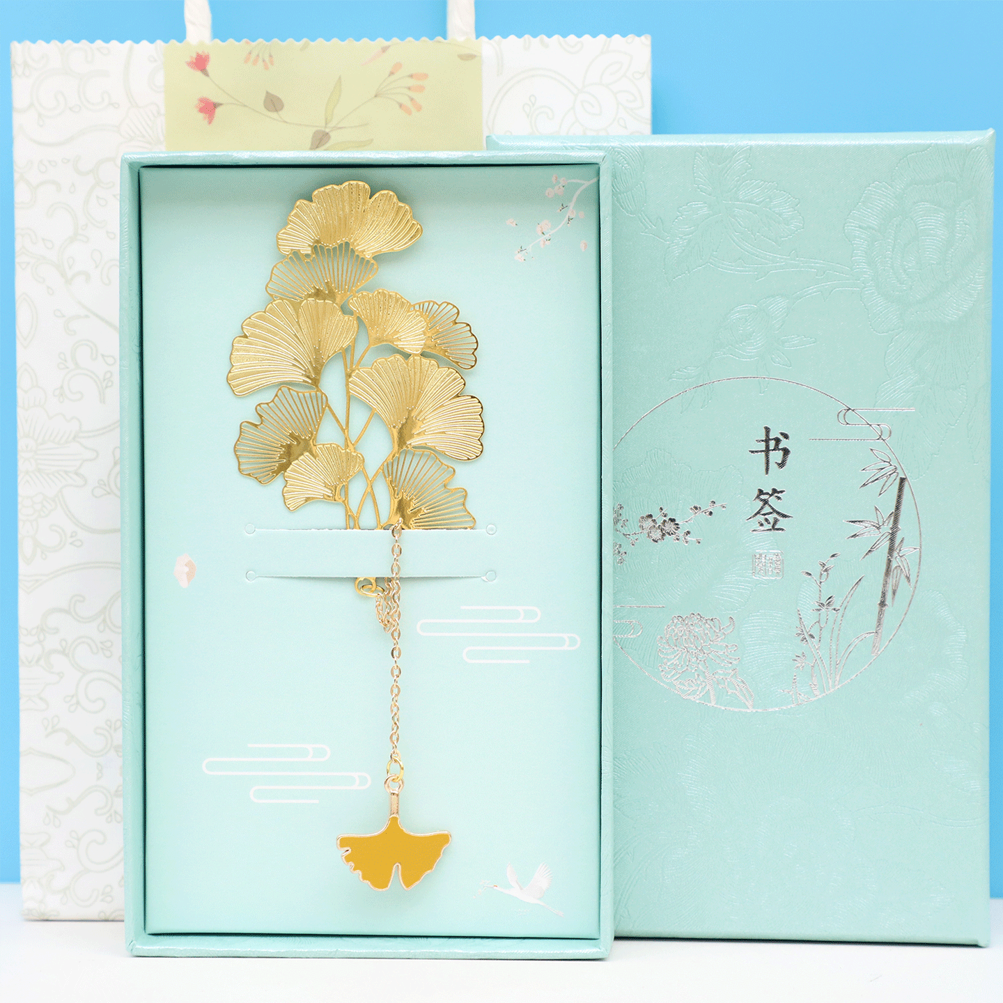 银杏叶流苏金属定制刻字艺术书签礼盒签字笔学生用教师节国潮礼品,文具电教/文化用品/商务用品,书签,淘宝优惠券,粉丝福利购,淘宝优惠卷