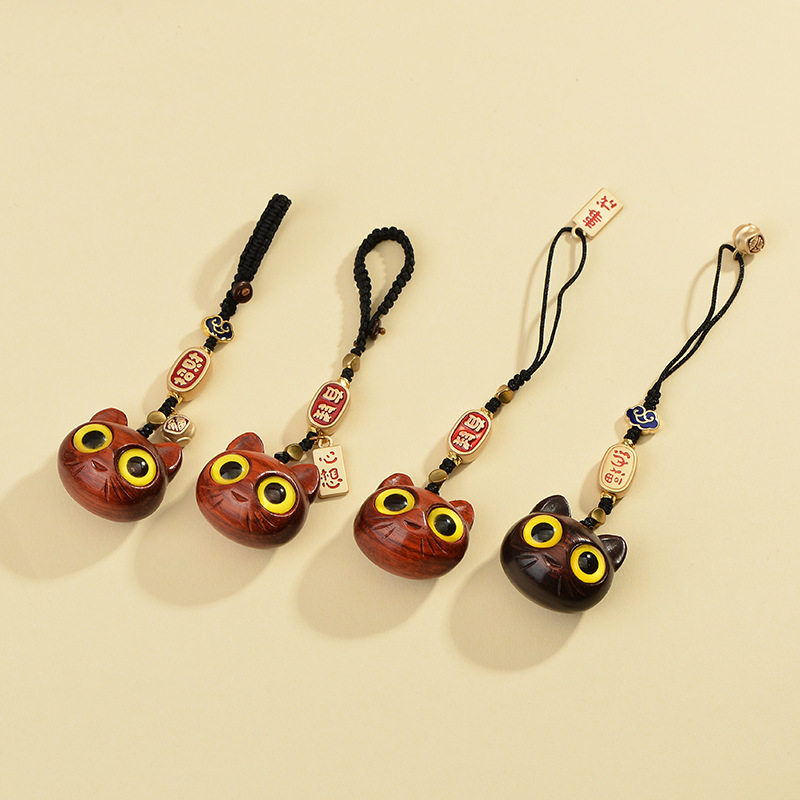 穗子檀木猫咪钥匙扣挂件个性创意ins风小众紫檀书包包u盘手机男女,家居饰品,木雕,淘宝优惠券,粉丝福利购,淘宝优惠卷