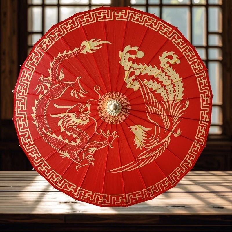 油纸伞古风传统纯手工伞实用桐油伞红色结婚红伞婚庆防雨伞图片