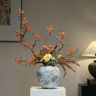 陶瓷花瓶中式宋代美学禅意摆件客厅民宿侘寂中古复古法式创意酒馆