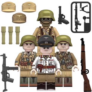 二次大战德军北非军团隆美尔积木人仔第三方拼装 积木德国士兵人偶