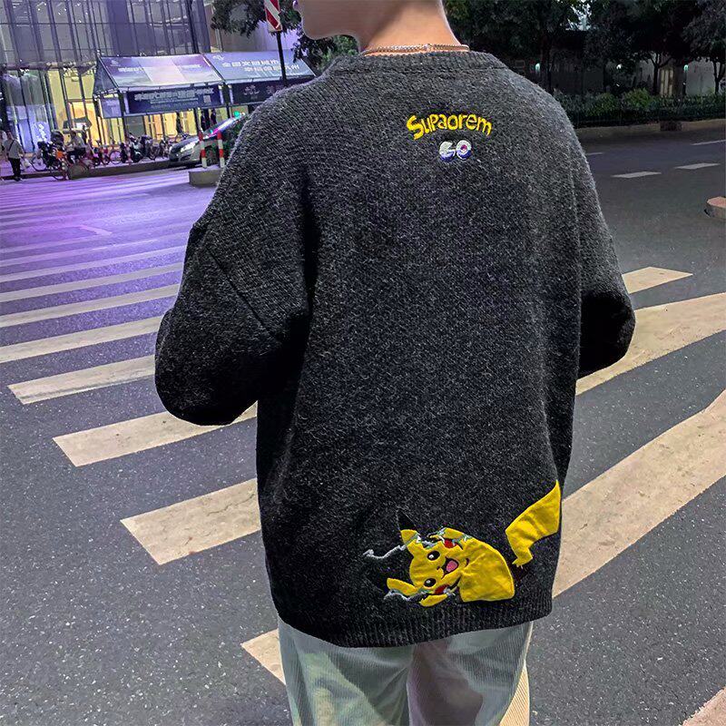 港风日系动漫皮卡丘情侣毛衣男潮流圆领宽松情侣装秋季2019针织衫在类目 男装, 针织衫/毛衣中 - 来自Buy2taobao.com提供专业的淘宝代购服务