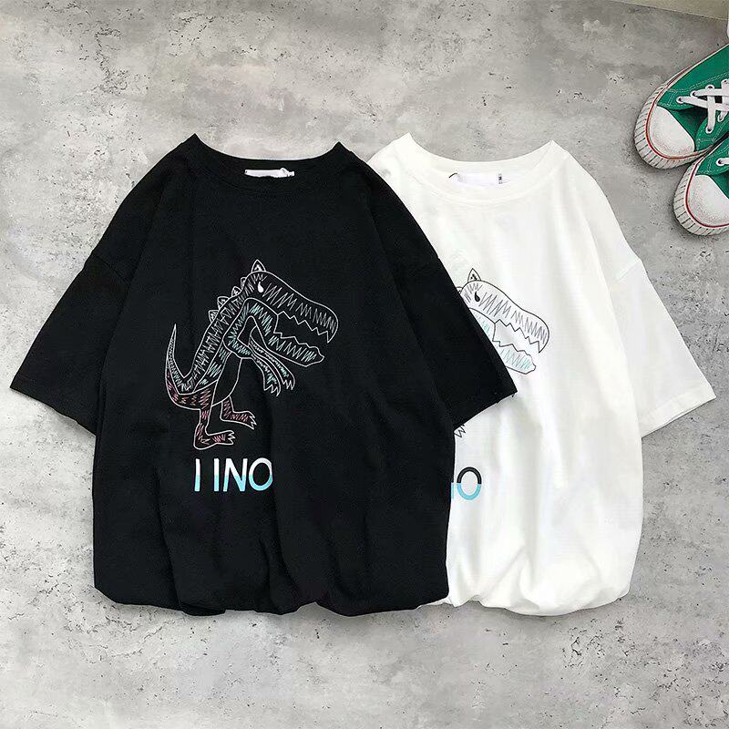2019新款ins超火夏季男士港风卡通恐龙印花时尚潮牌短袖t恤男嘻哈在类目 男装, T恤中 - 来自Buy2taobao.com提供专业的淘宝代购服务