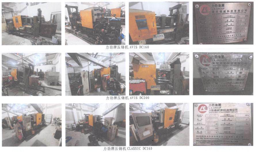 5月14日江门某公司场内查封的压铸机（详见资产评估报告）网络拍卖公告