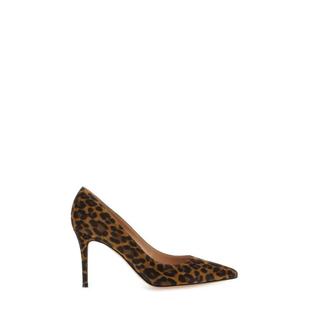 GIANVITO 尖頭細跟棕色豹紋優雅時尚 女鞋 ROSSI深口單鞋