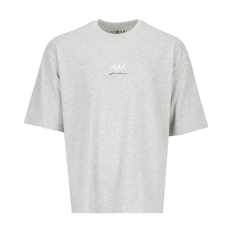 代购JORDAN男士运动T恤透气舒适日常穿着百搭灰色短袖圆领棉质